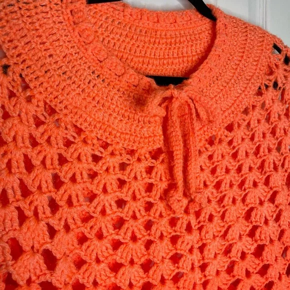 Vintage Hand Made Crochet Poncho Cape | One Size - Picture 2 of 4